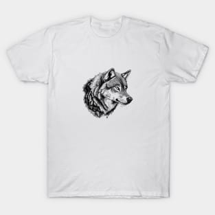 Black-White Wolf Head T-Shirt